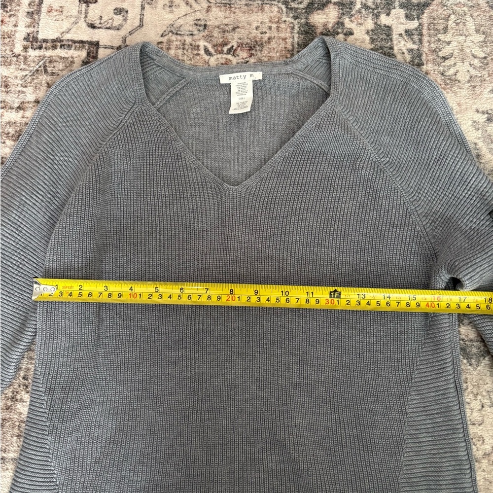 Matty M Women's V-Neck Sweater in Gray - Picture 3 of 6